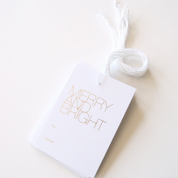 Merry & Bright - Gold Foil Gift Tags